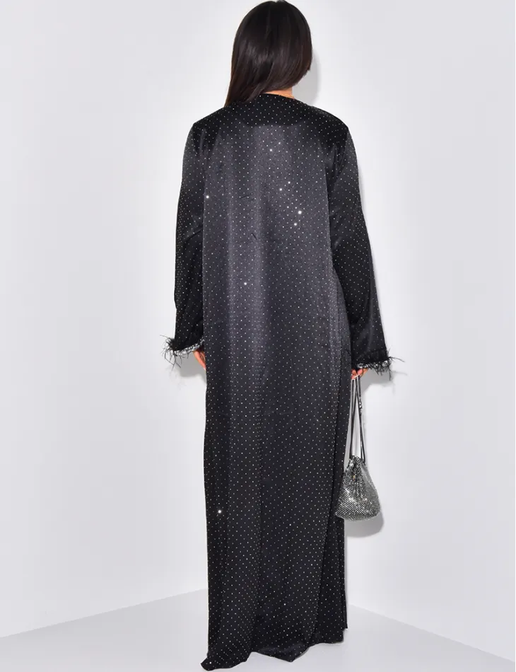 Abaya à strass & plumes sur les manches / 61401 - JEANS INDUSTRY