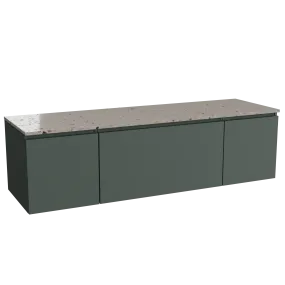 Balmani Sfera meuble salle de bains suspendu 180 x 55 cm forest avec Stretto tablette simple ou double en terrazzo greige terraz