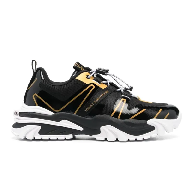 BASKETS VERSACE JEANS COUTURE FONDO NEW TRAIL TREK DIS. 14  NOIRES ET JAUNES