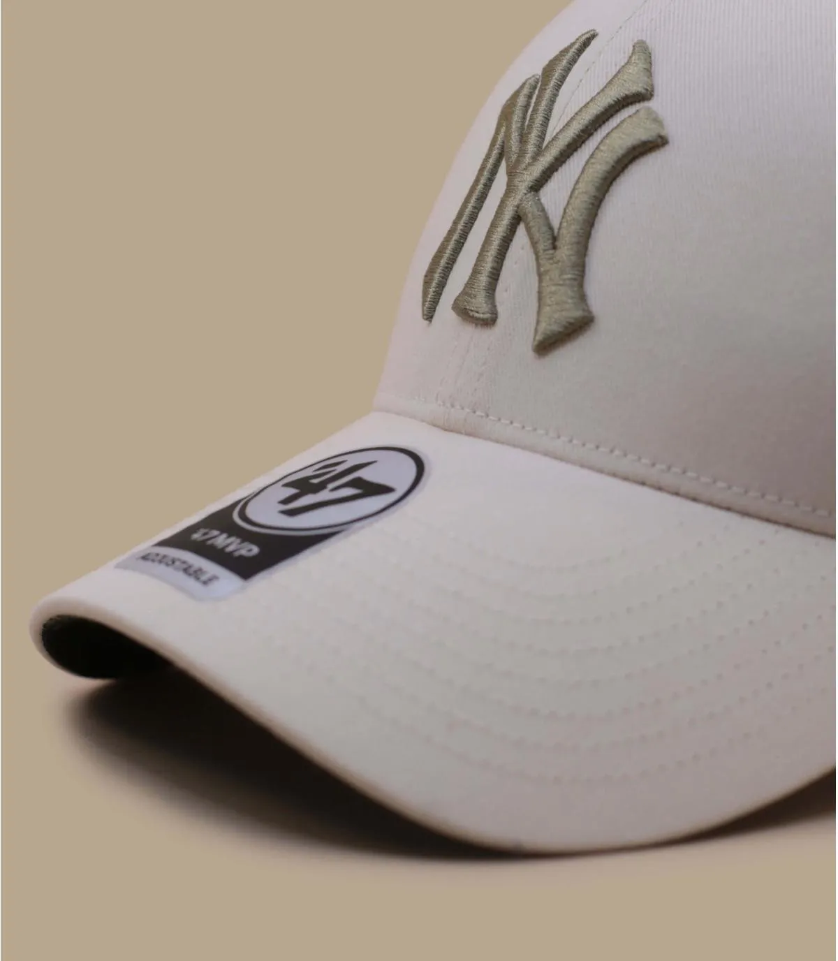 Casquette baseball beige sous visière feuilles tropicales - Casquette MLB NY Tropic Pop Under natural 47 Brand : Headict