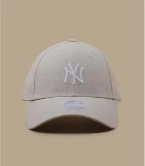 Casquette baseball femme NY beige - Casquette Wmn Linen 9Forty NY stone New Era : Headict