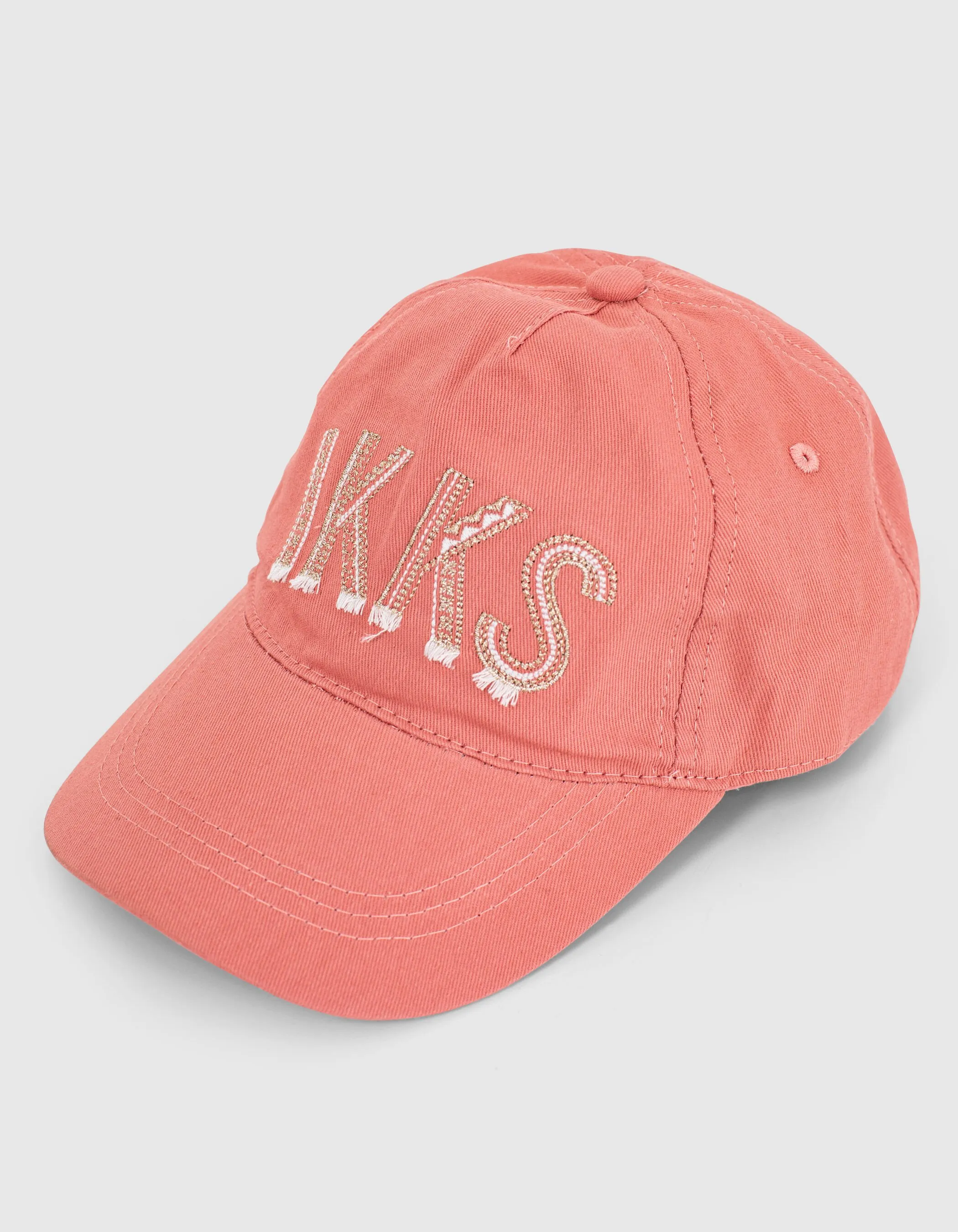 Casquette corail foncé avec broderie fille 