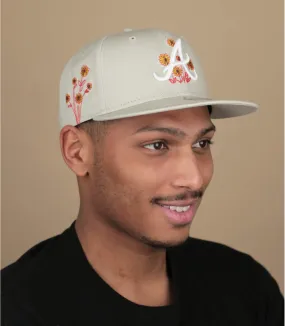 Casquette snapback Atlanta beige fleurs - Casquette Flower Icon 9Fifty Atlanta stone New Era : Headict