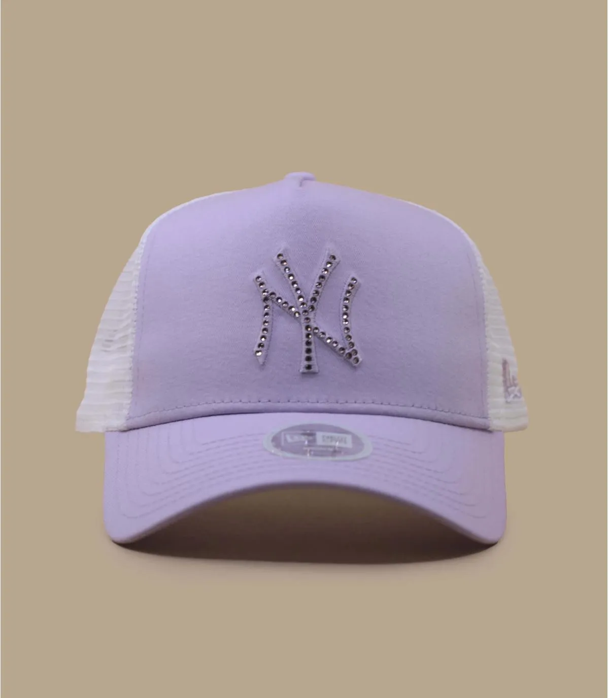 Casquette trucker femme NY velours violet - Casquette Wmn Rhinestone Trucker NY lavander New Era : Headict