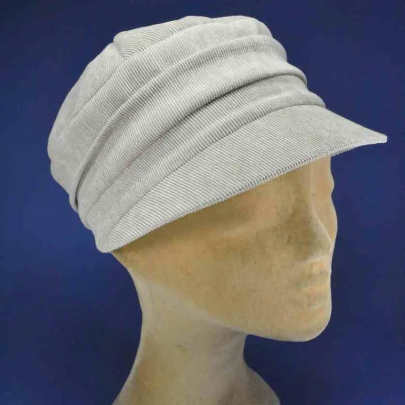 Casquette velours milleraies couleur beige, haute qualité | Pour femme