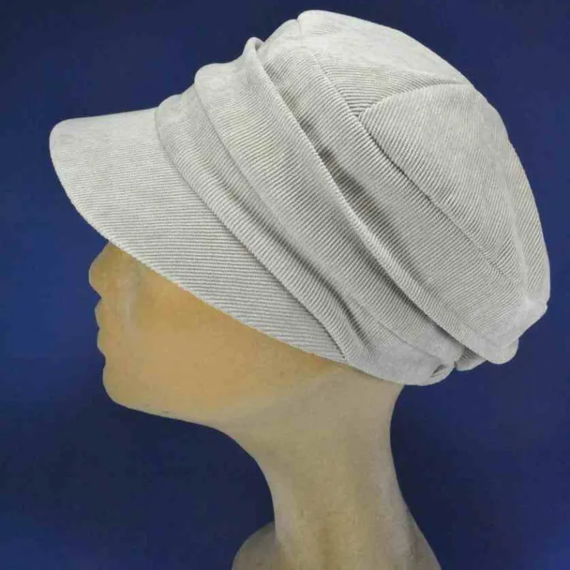 Casquette velours milleraies couleur beige, haute qualité | Pour femme