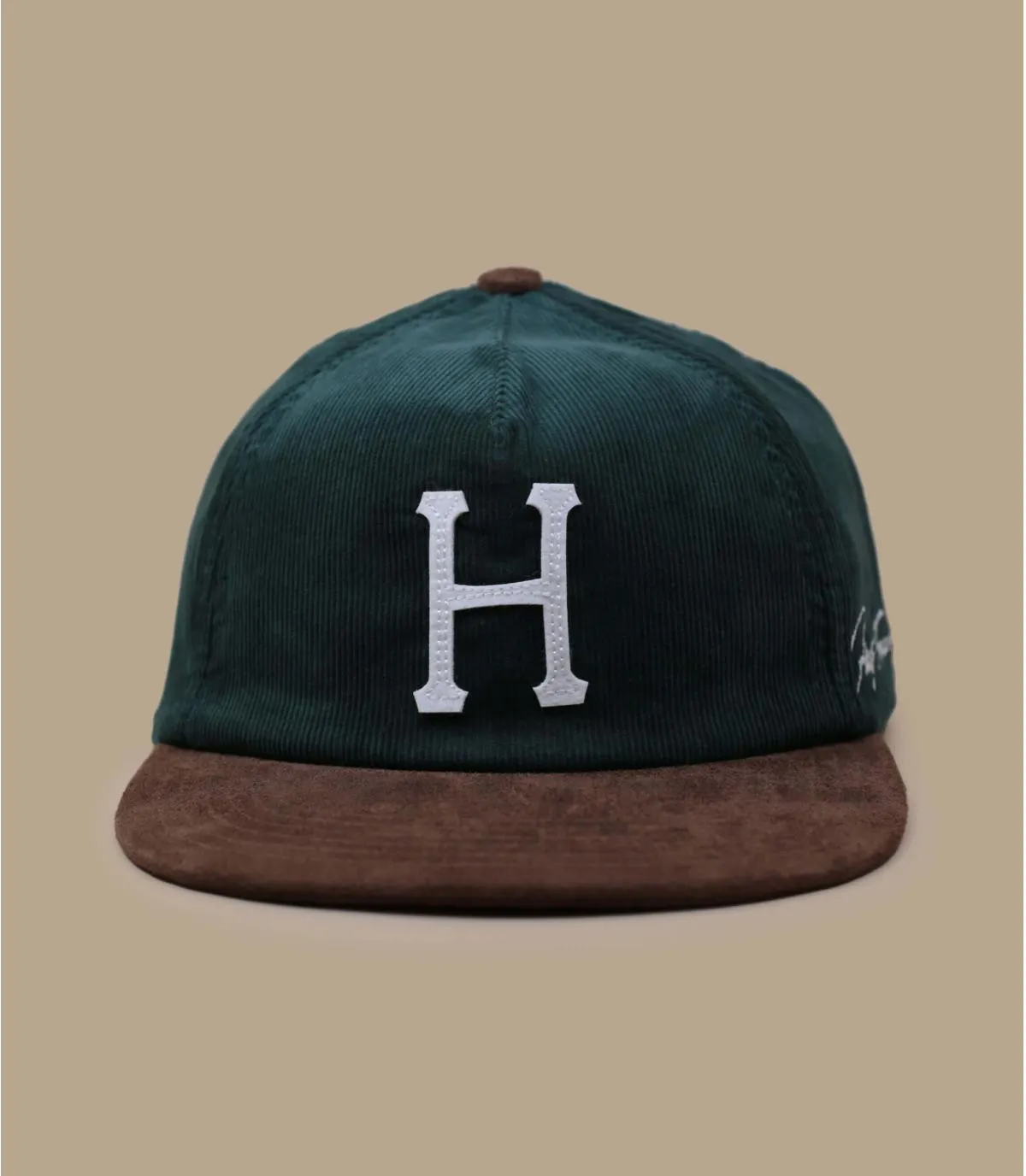 casquette velours vert - Corduroy Classic H strapback forest green Huf : Headict