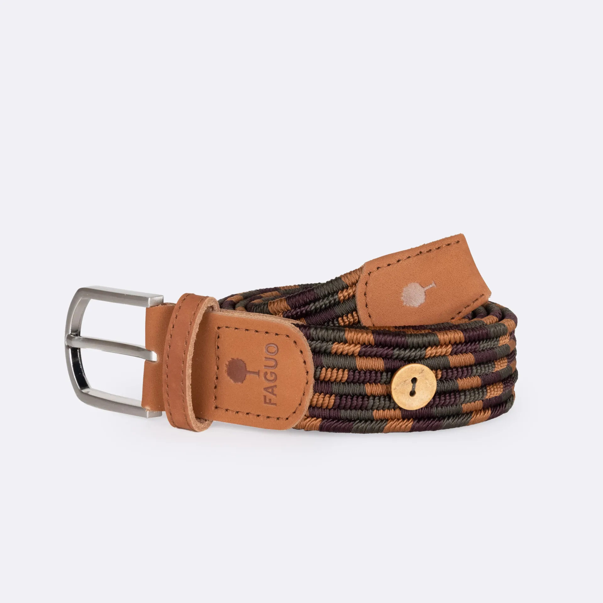 Ceinture bordeaux & camel en bordeaux & camel - modèle Belt - FAGUO