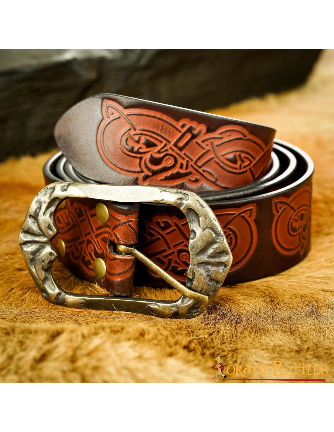 Ceinture en cuir Viking marron avec boucle en laiton vieilli ⚔️ Boutique Épées