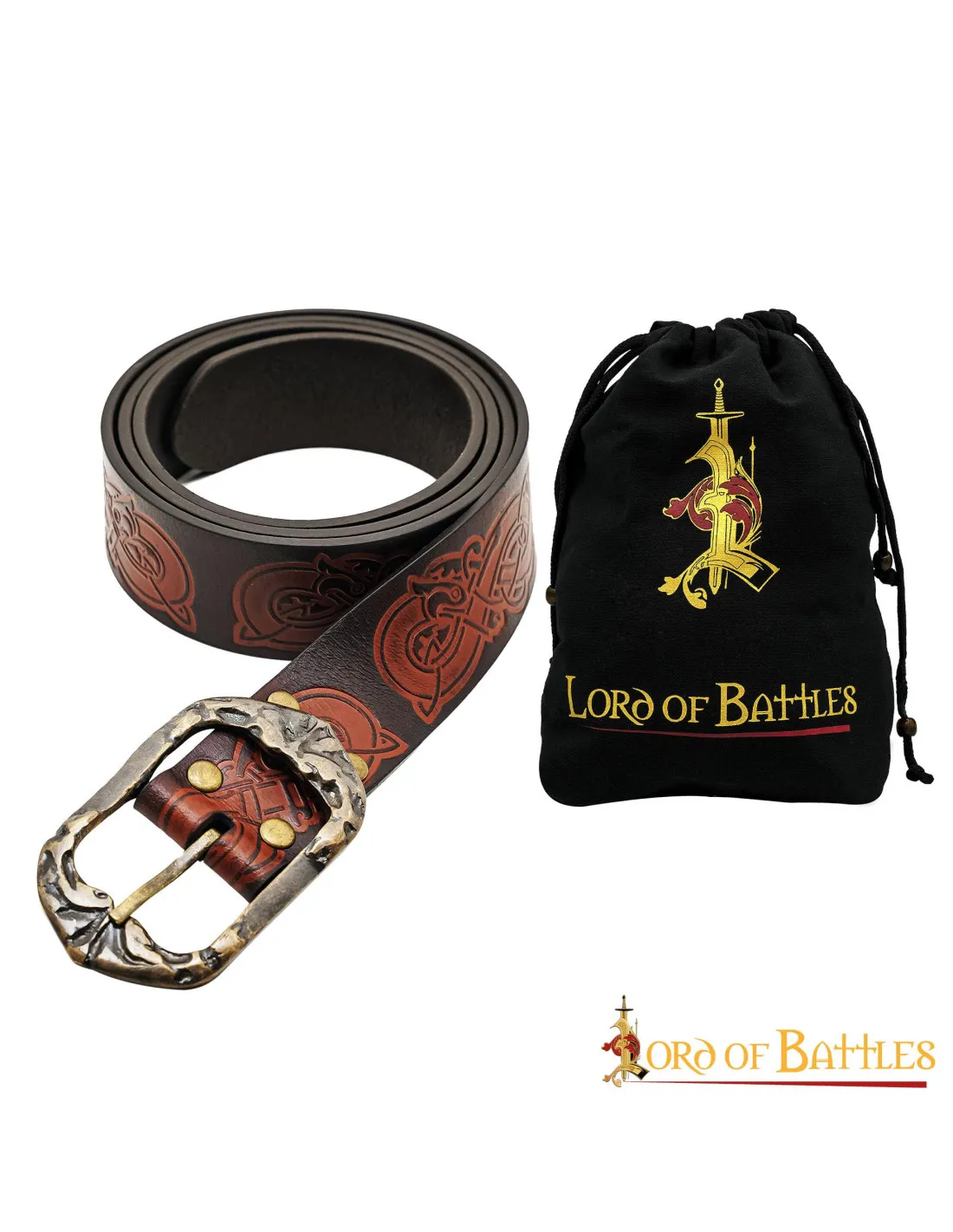 Ceinture en cuir Viking marron avec boucle en laiton vieilli ⚔️ Boutique Épées