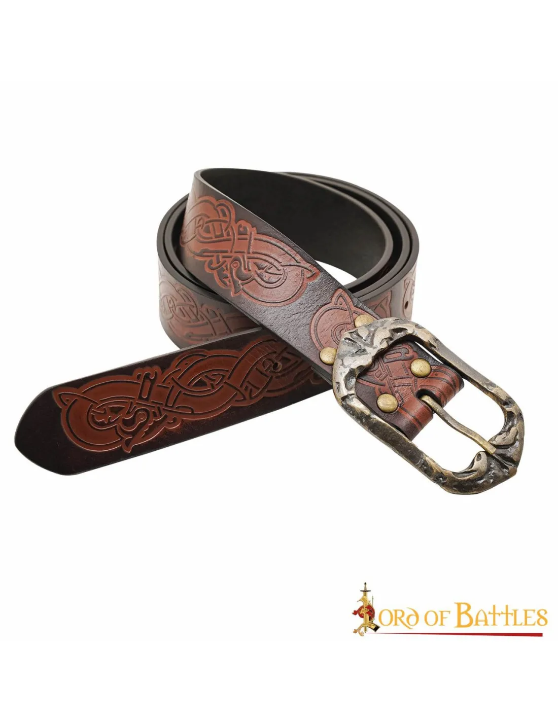 Ceinture en cuir Viking marron avec boucle en laiton vieilli ⚔️ Boutique Épées