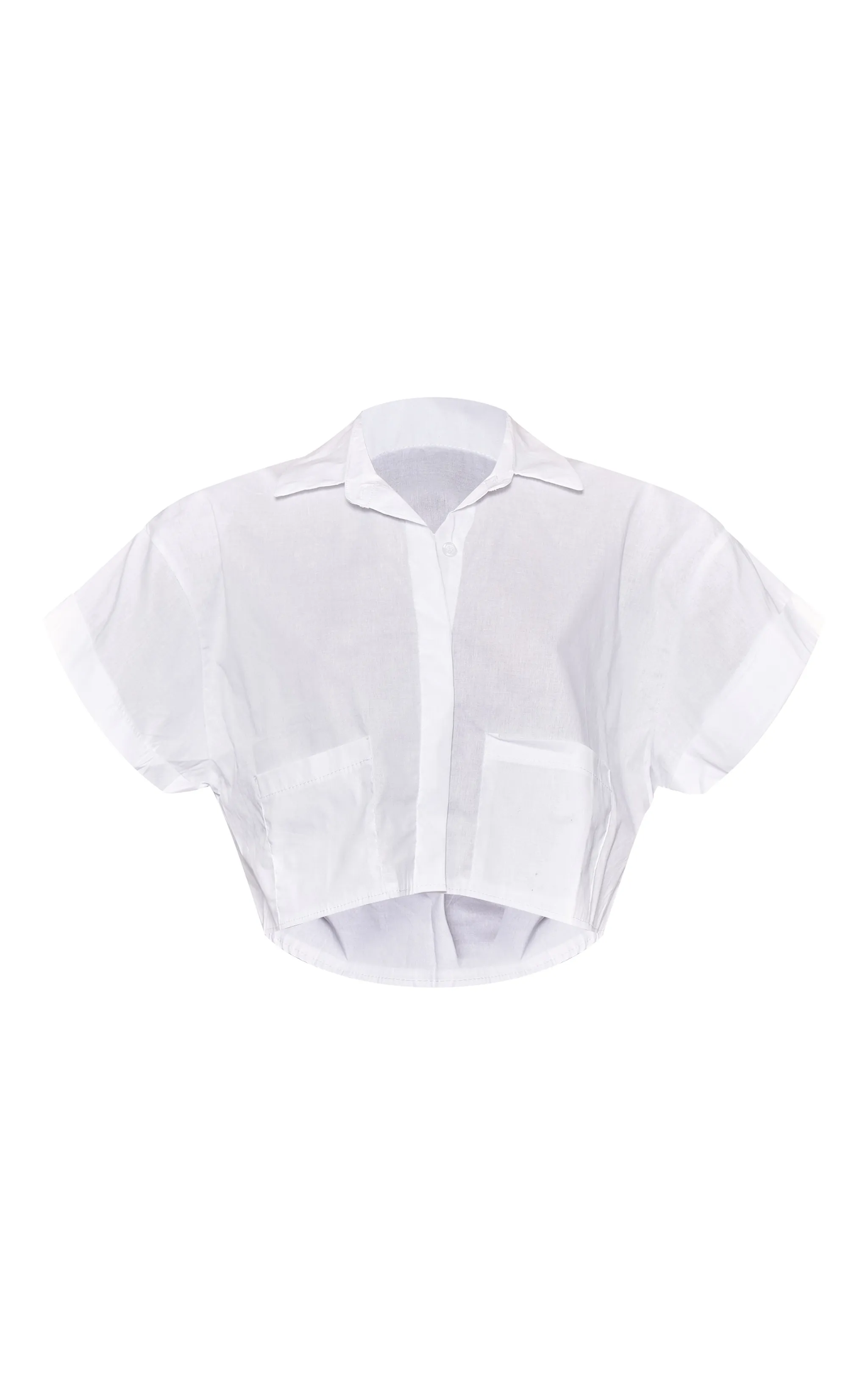 Chemise courte blanche à manches courtes et détail poches