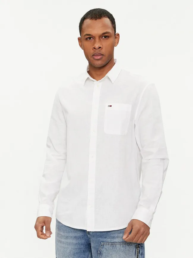 Chemise en lin regular blend blanc homme - Tommy Jeans | wimod