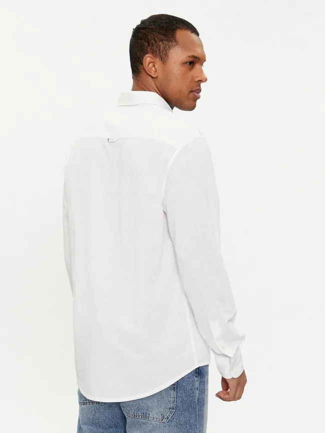 Chemise en lin regular blend blanc homme - Tommy Jeans | wimod