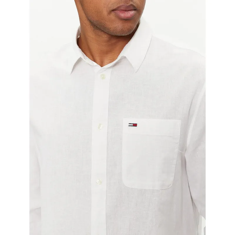 Chemise en lin regular blend blanc homme - Tommy Jeans | wimod