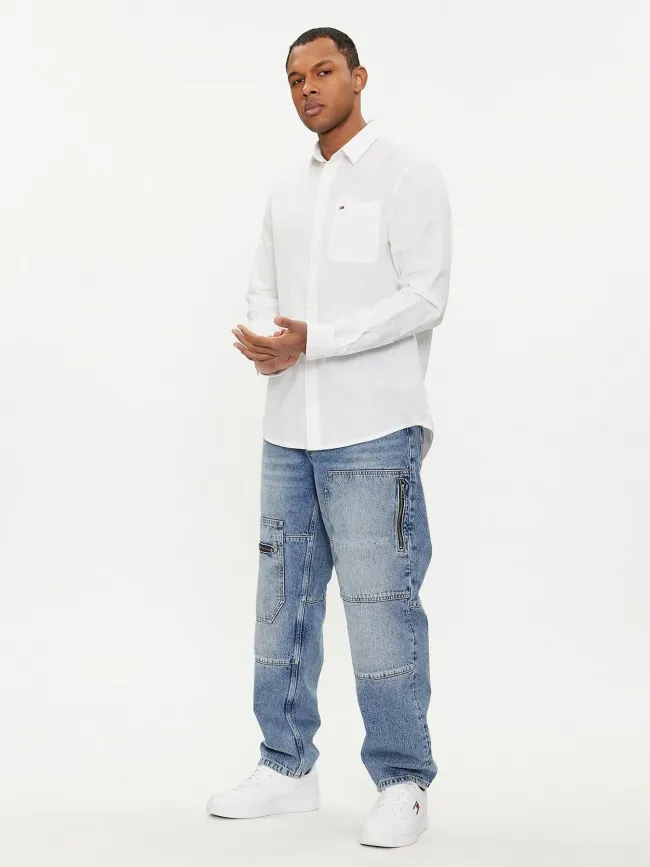 Chemise en lin regular blend blanc homme - Tommy Jeans | wimod