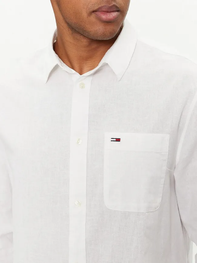 Chemise en lin regular blend blanc homme - Tommy Jeans | wimod