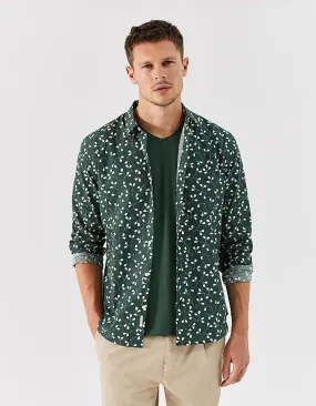 Chemise SLIM verte bio imprimé petites feuilles Homme