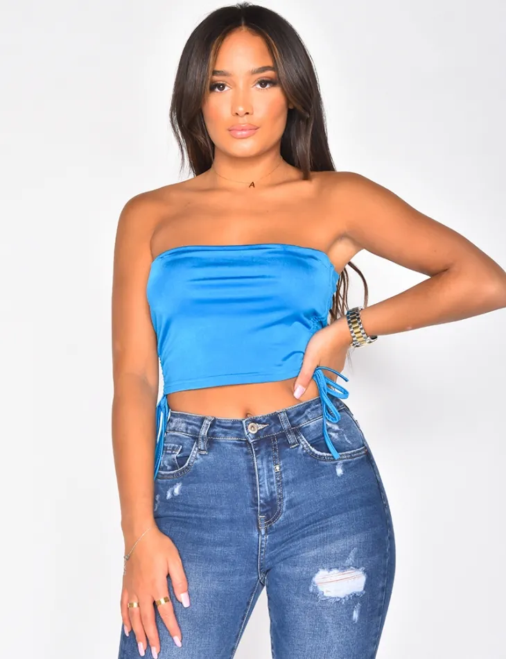 Crop-top froncé en satin / 35942 - JEANS INDUSTRY