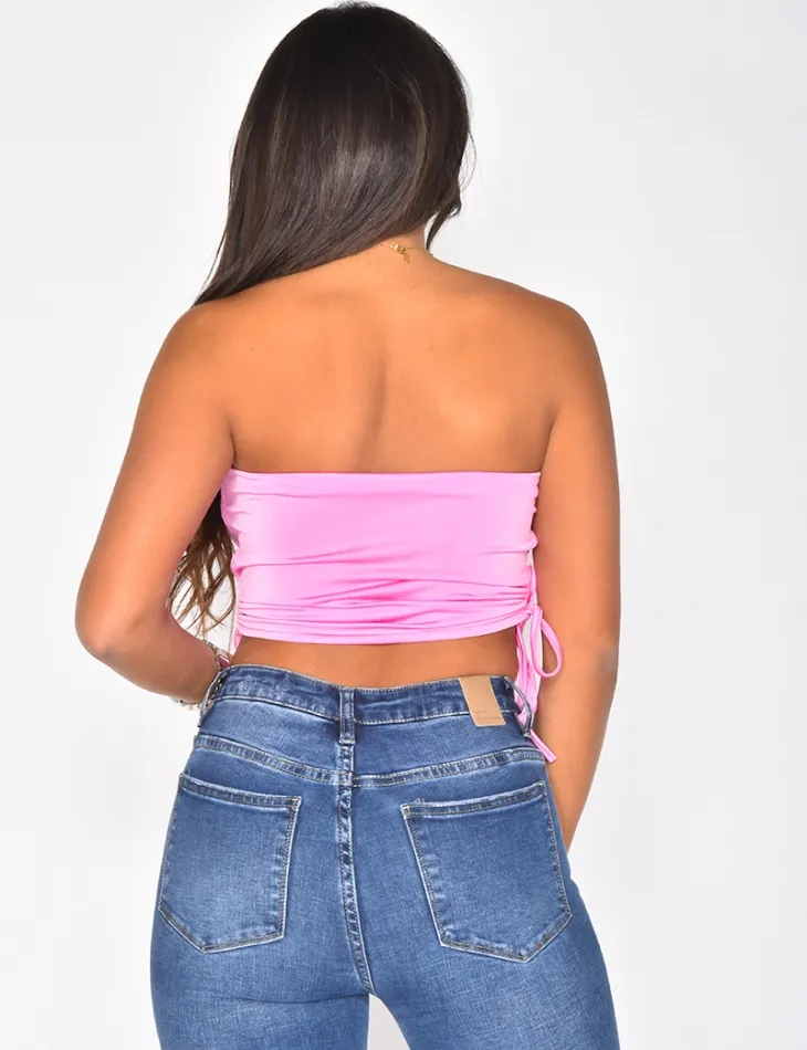 Crop-top froncé en satin / 35942 - JEANS INDUSTRY