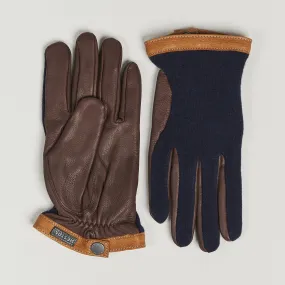 Deerskin Wool Tricot Glove Blue/Brown