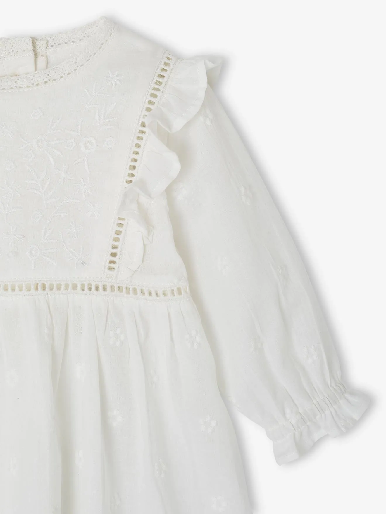 Ensemble cérémonie bébé : robe, bloomer et béguin blanc - Vertbaudet