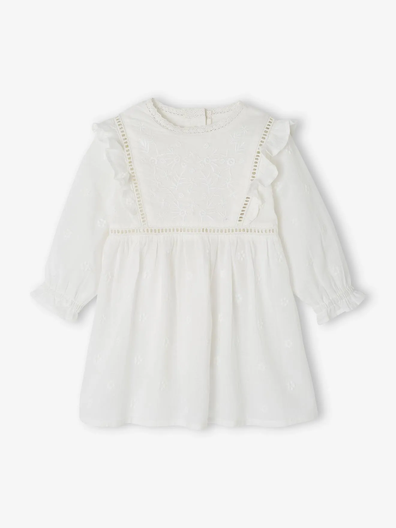 Ensemble cérémonie bébé : robe, bloomer et béguin blanc - Vertbaudet