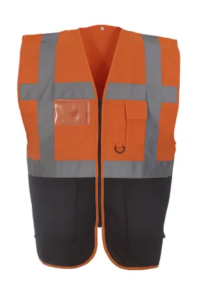 Gilet de sécurité zippé - haute visibilité - orange et noir - HVW801 