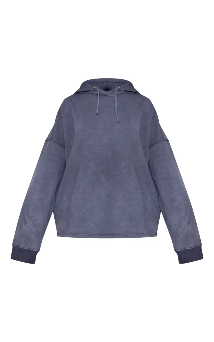 Hoodie oversize gris anthracite délavé à ourlet large