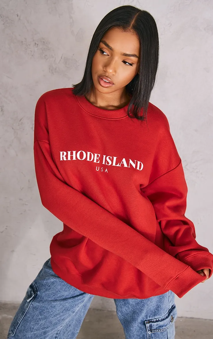 Hoodie rouge imprimé Rhode Island