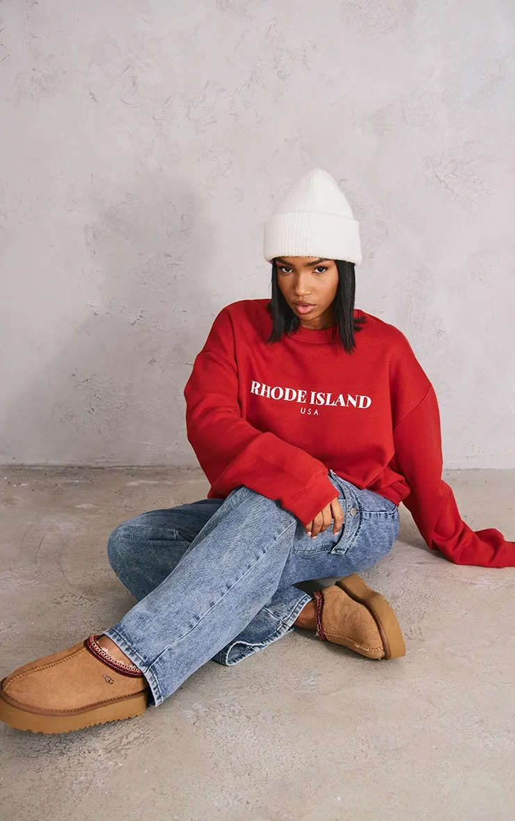 Hoodie rouge imprimé Rhode Island