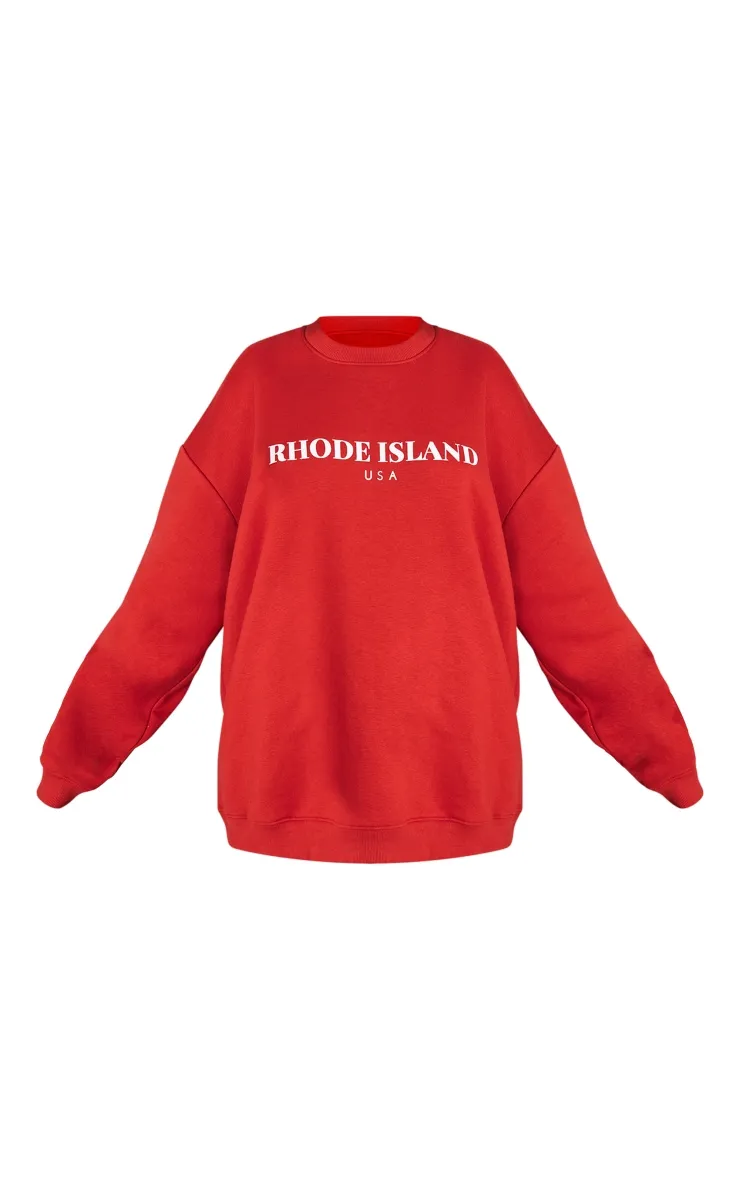 Hoodie rouge imprimé Rhode Island