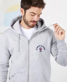 Hoodie zippé homme Ça mérite un rouge (brodé)