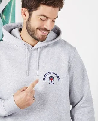 Hoodie zippé homme Ça mérite un rouge (brodé)