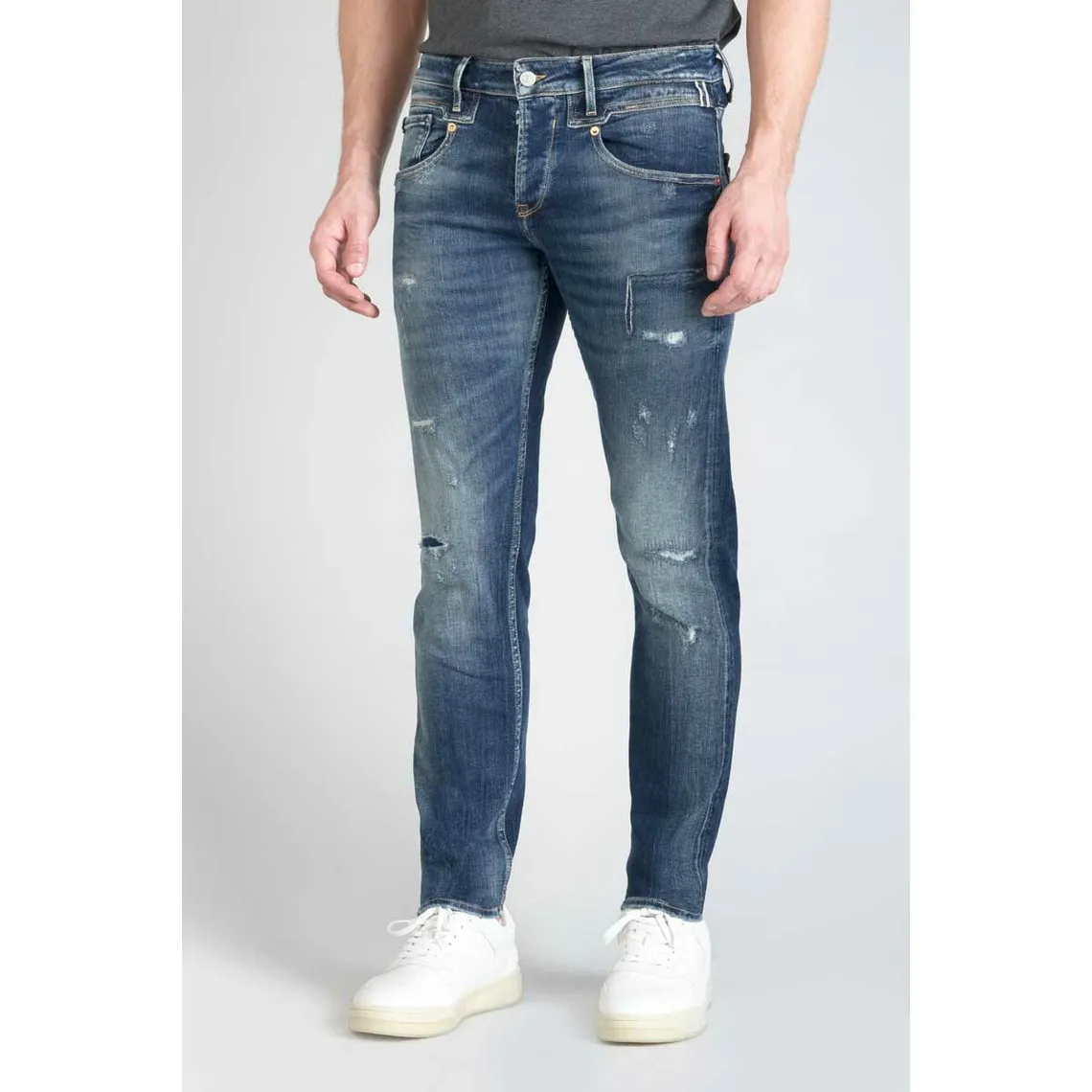 Jeans ajusté stretch 700/11, longueur 34 bleu en coton Tate | 3 Suisses