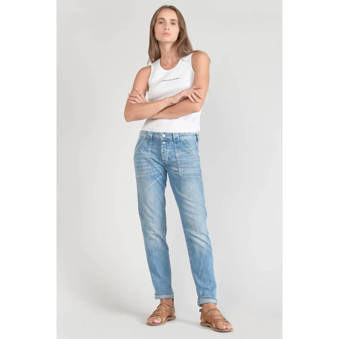 Jeans boyfit 200/43, 7/8ème bleu en coton Xena | 3 Suisses