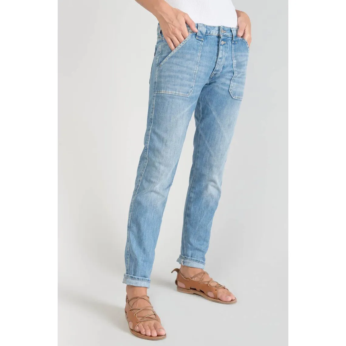 Jeans boyfit 200/43, 7/8ème bleu en coton Xena | 3 Suisses