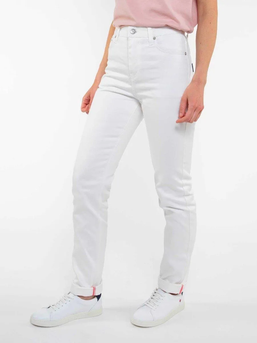 JEANS DROIT 201H BLANC DES VOSGES taille haute coton bio uni blanc | 1083