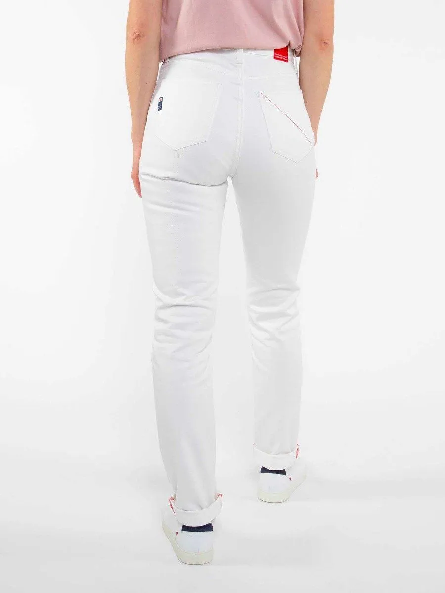 JEANS DROIT 201H BLANC DES VOSGES taille haute coton bio uni blanc | 1083