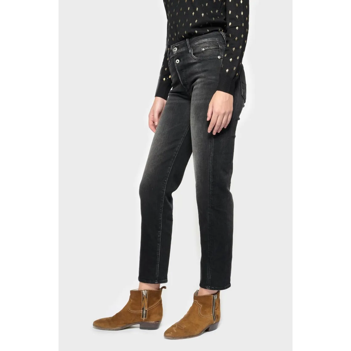 Jeans mom 400/18, 7/8ème noir | 3 Suisses