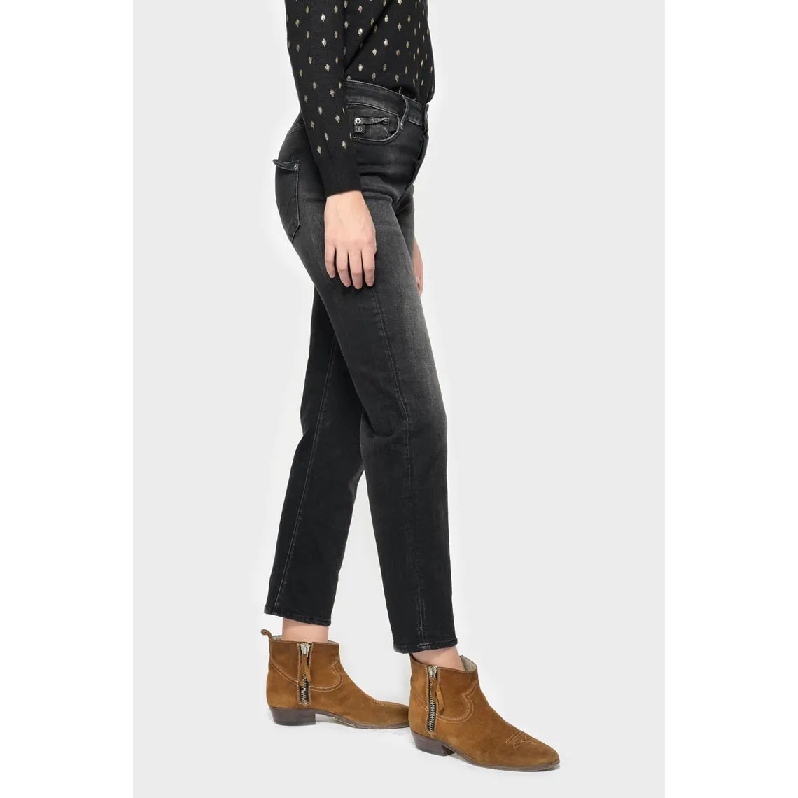 Jeans mom 400/18, 7/8ème noir | 3 Suisses