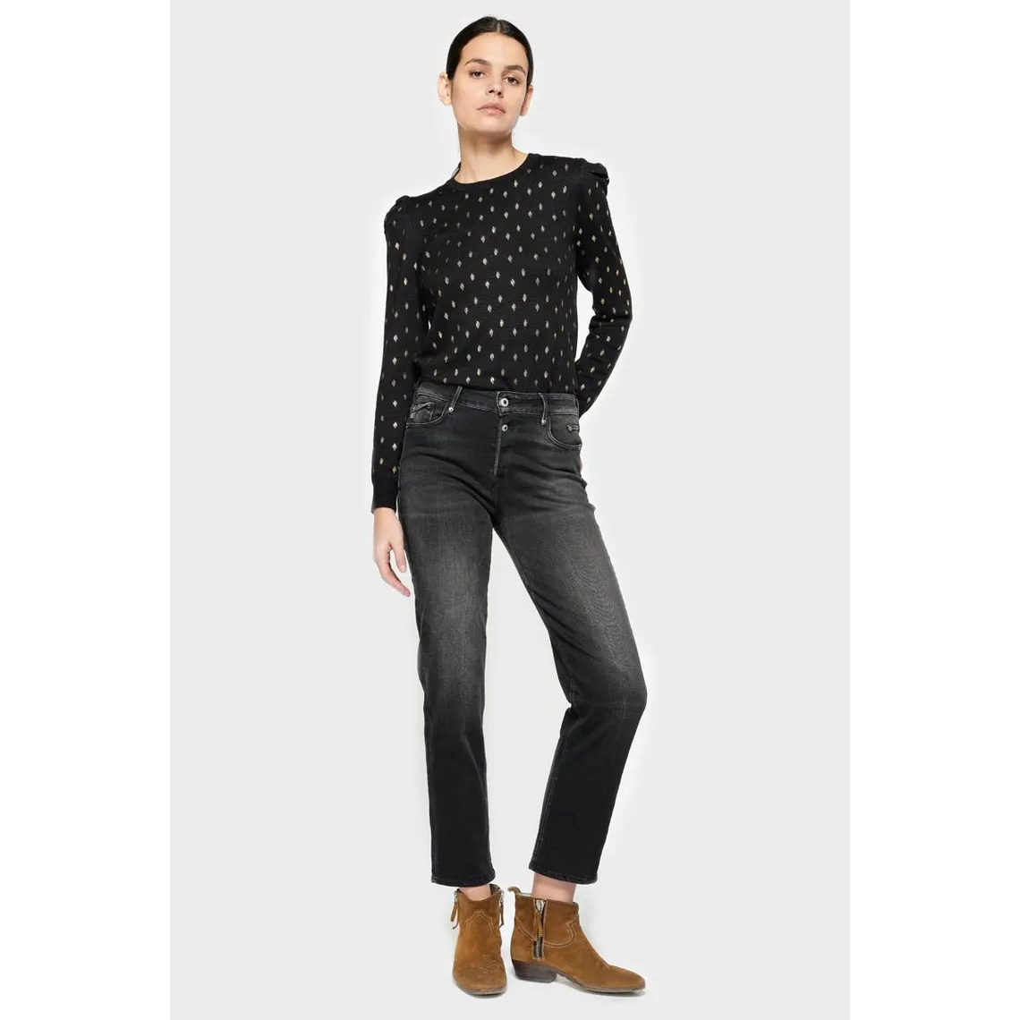 Jeans mom 400/18, 7/8ème noir | 3 Suisses