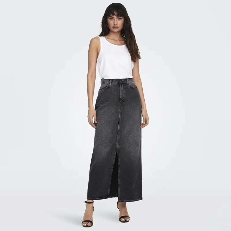 Jupe en jeans longue onlcilla en coton Femme ONLY à prix dégriffé ! | 