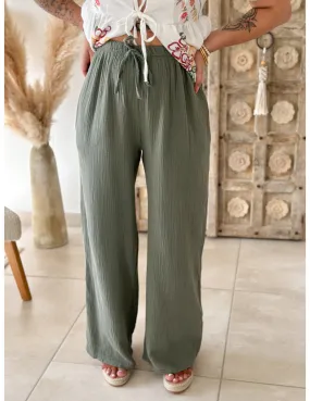 Pantalon gaze de coton kaki - Kaya