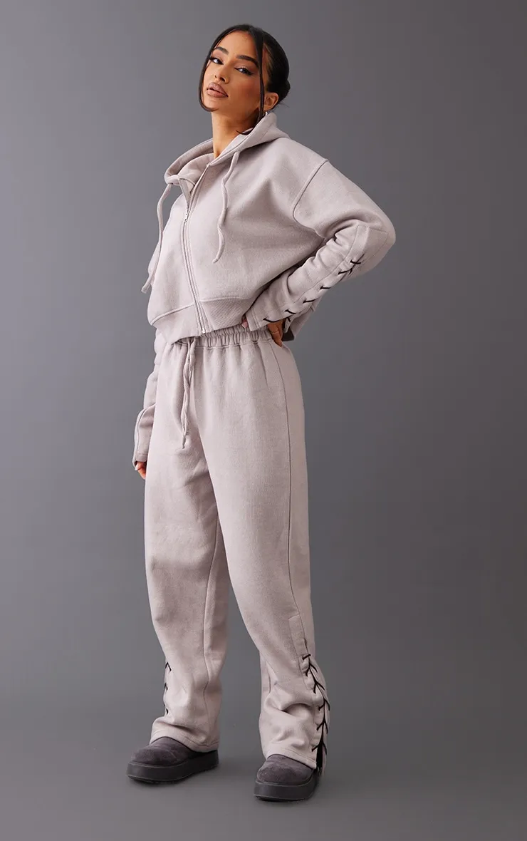 Petite Hoodie court gris cendré zippé