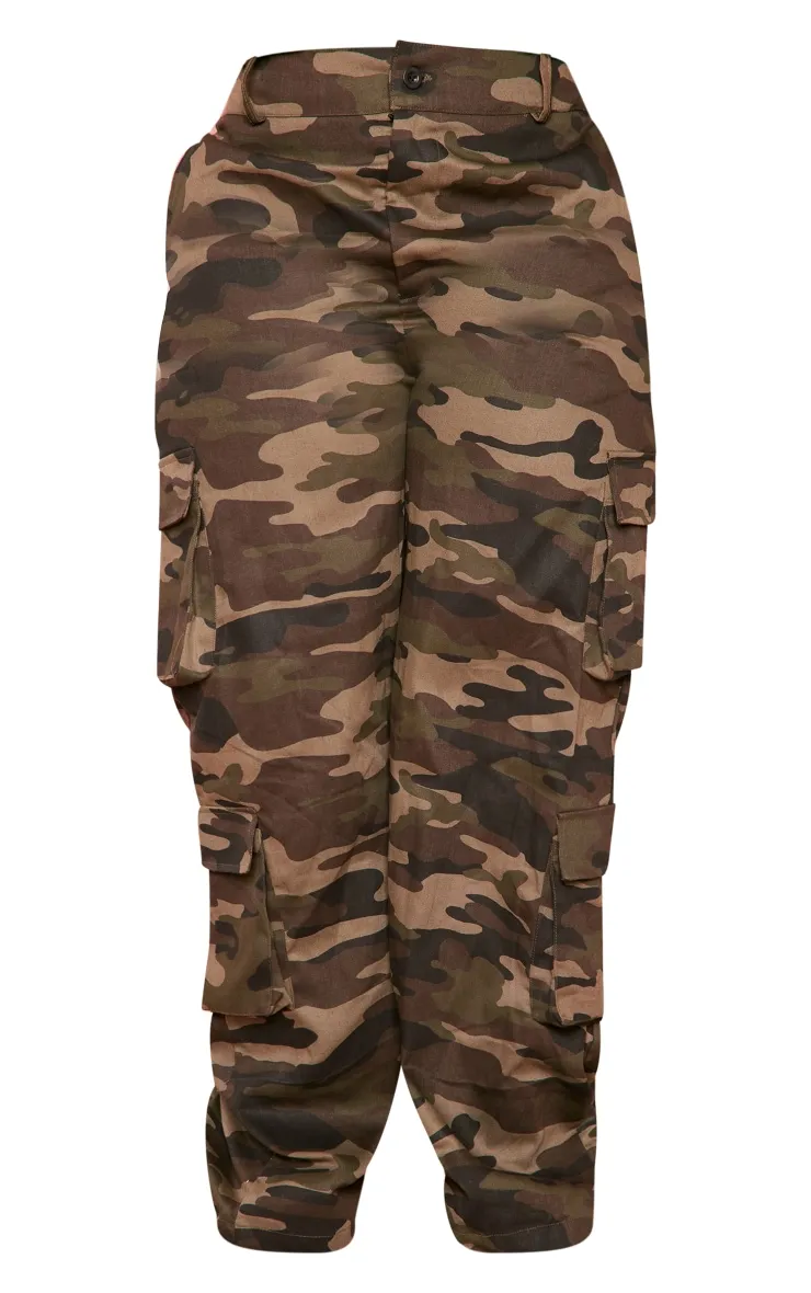 Plus Pantalon cargo kaki imprimé camouflage