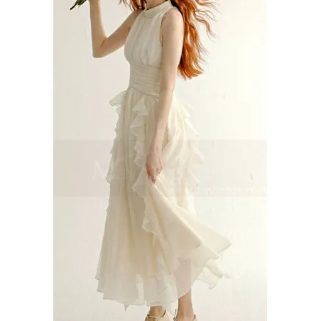 Robe cocktail blanc elegance francaise