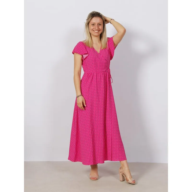 Robe col v imprimés dael rouge rose femme - Morgan | wimod