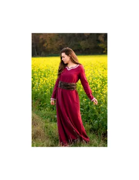 Robe longue viking modèle Brigida, couleur rouge ⚔️ Boutique Épées