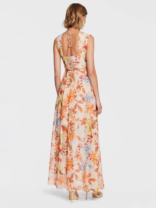 Robe longue à fleurs gilda orange femme - Guess | wimod